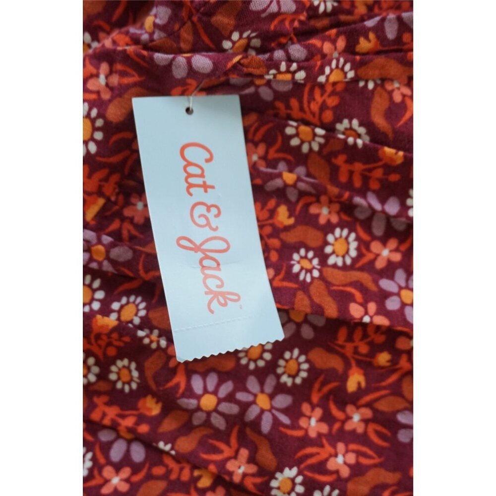 Cat & Jack Girl's Burgundy Floral Printed Dress - Size XL (14), NWT - Picture 4 of 9